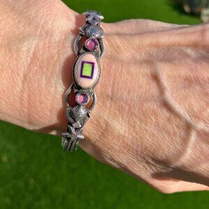 Aldrich inlaid sterling silver cuff